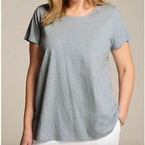 J. Jill Pima Cotton Heather Blue Tee - L - NWT
